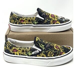 VANS Classic Beauty Skull Mens 3.5 Womens 5 Canvas Slip On‎ Skate Shoes 721356